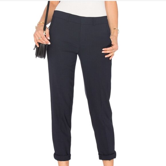 REVOLVE x Vince Side Strapping Stretch Wool Trouser Pant in Navy Blue Womens 4 - Picture 1 of 10